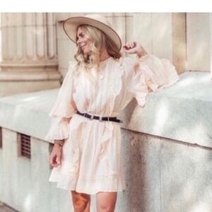 Happy X Nature by Kate Hudson‎ Swirl Prairie Ruffles Lace Boho Sz Lg Peach $88